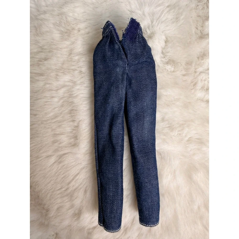 90's Genuine Barbie Red Glitter Sweater and Denim Jeans Doll Clothes Outfit Set